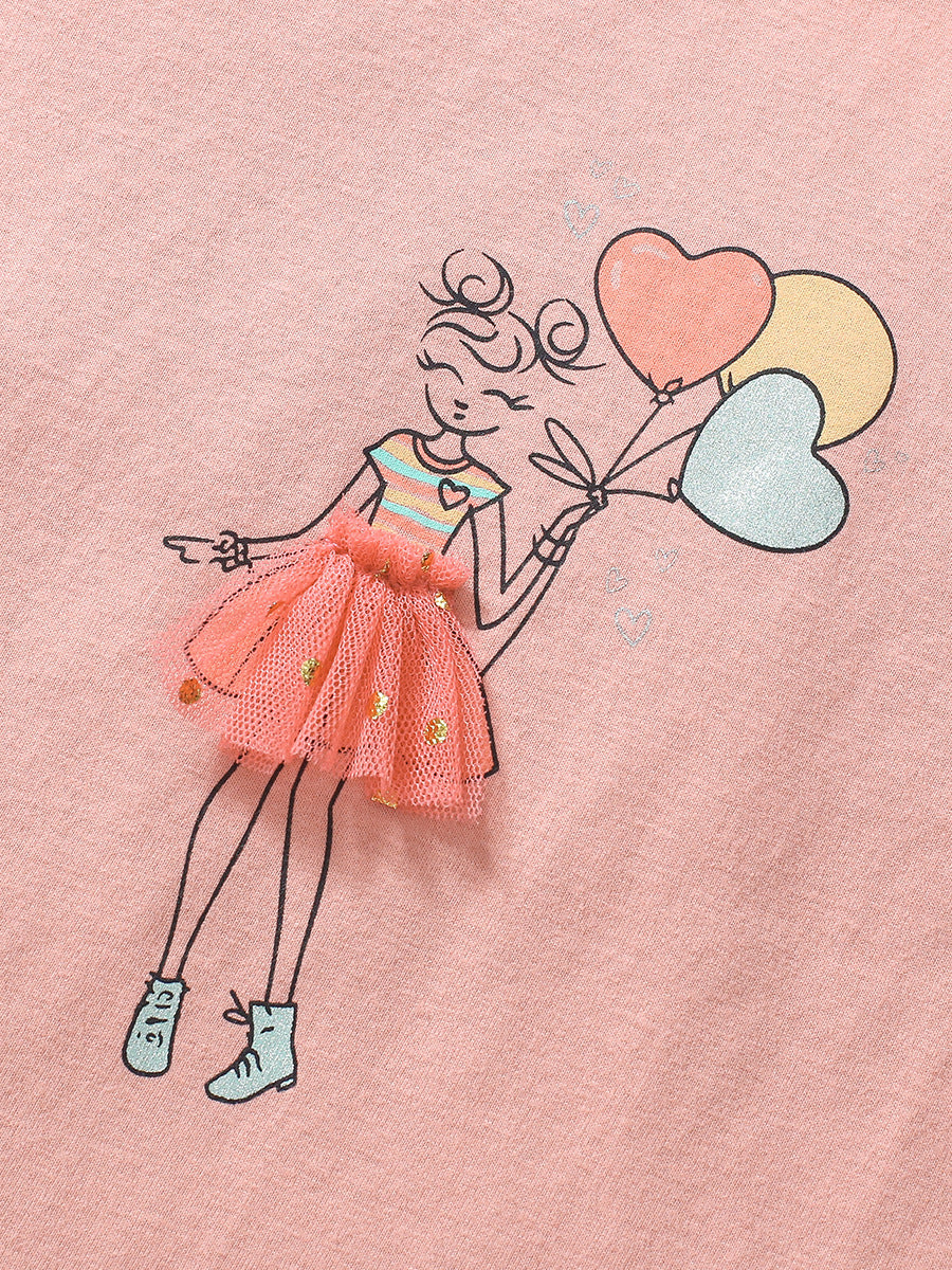 Girls Lady Print T-Shirt In European And American Style For Summer-2