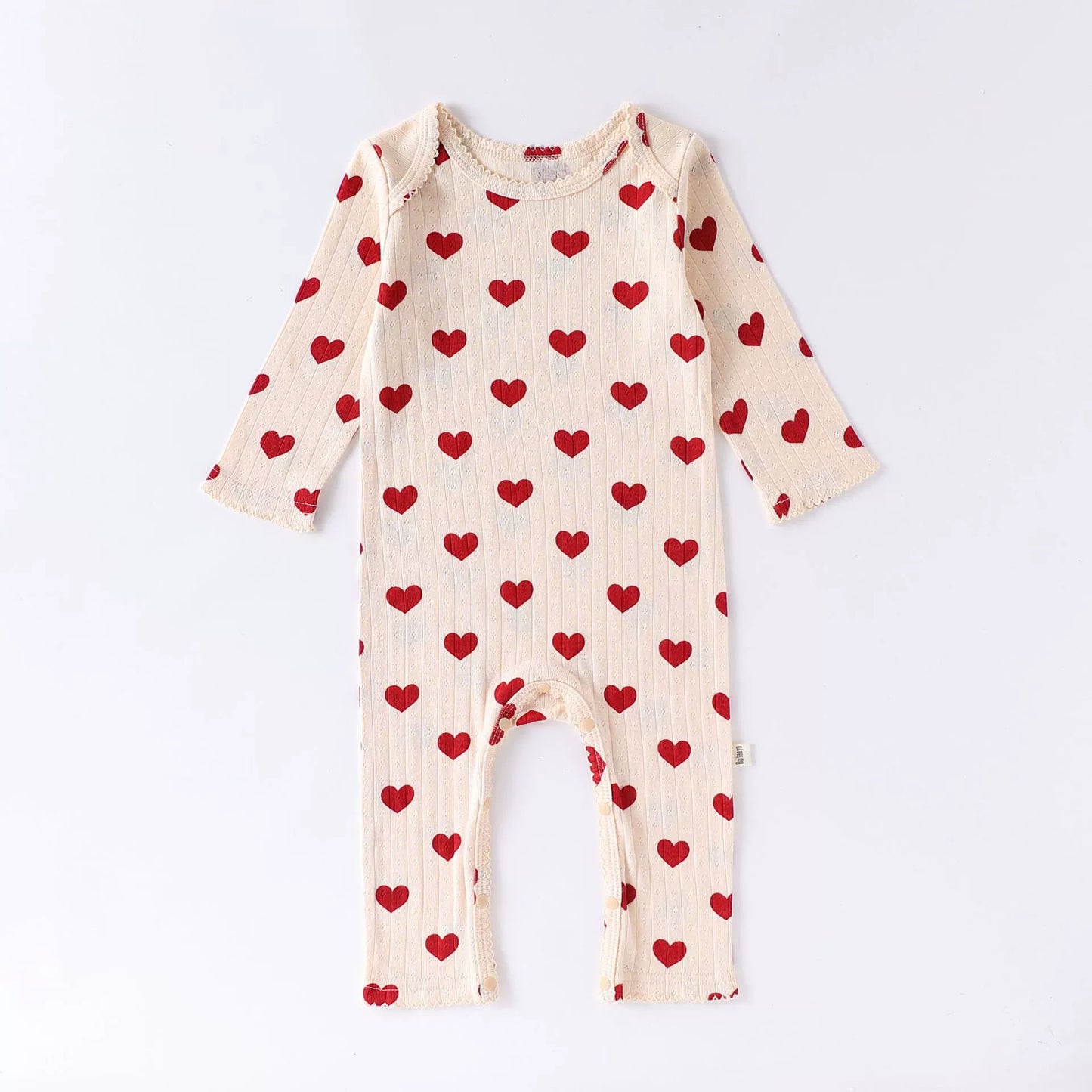 Spring Arrival Baby Unisex Long Sleeves Cute Heart Pattern Rompers-2