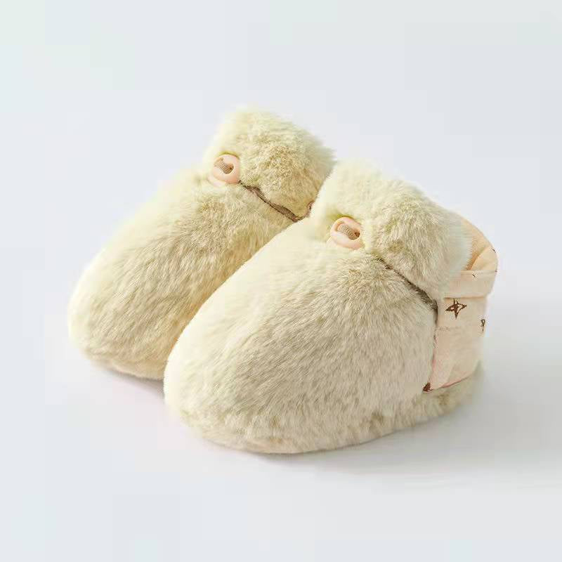 Newborn Baby Solid Color Plush Warm Shoes Outfits In Autumn & Winter-7