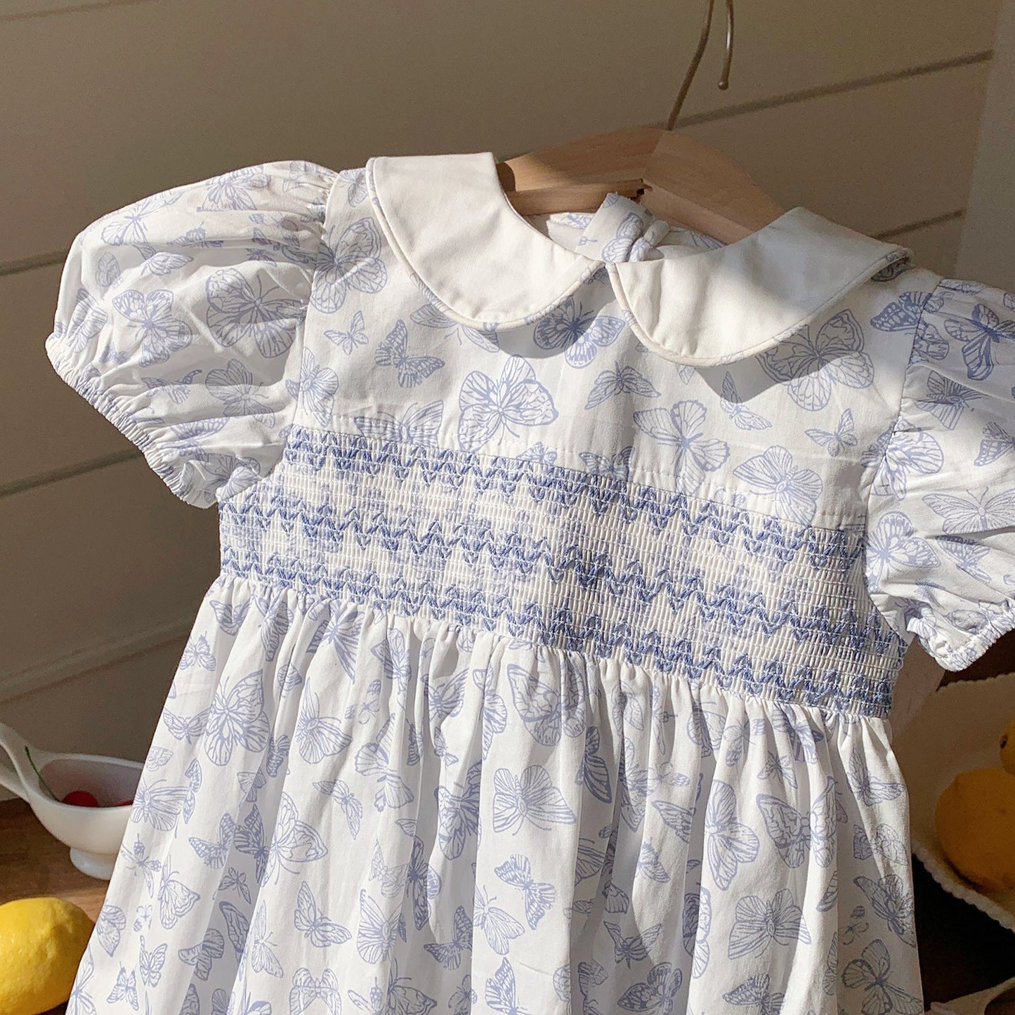 Summer Baby Kids Girls Short Sleeves Butterfly Pattern Printed Dress