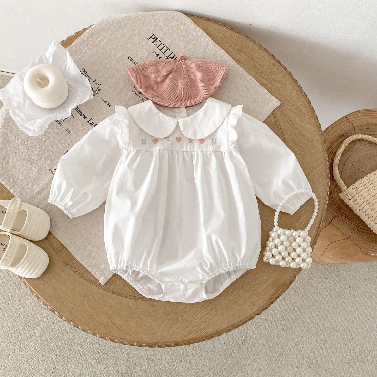 Spring Arrival Baby Girls Cute Rabbits and Heart Pattern Long Sleeves Onesies