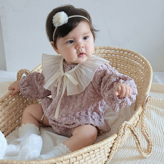 Autumn Arrival Baby Girls Long Sleeves Purple Onesies