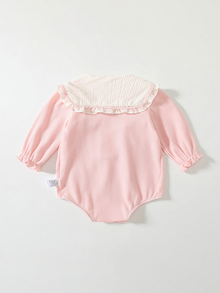 Spring Arrival Baby Girls Flowers and Rabbits Pattern Pink Onesies Bodysuits