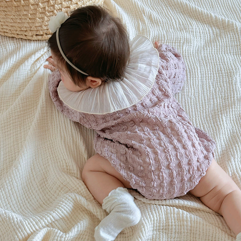 Autumn Arrival Baby Girls Long Sleeves Purple Onesies