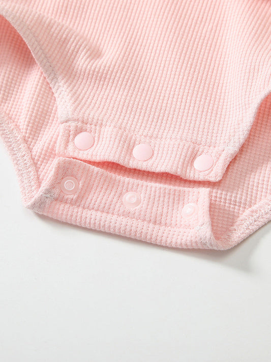 Spring Arrival Baby Girls Flowers and Rabbits Pattern Pink Onesies Bodysuits