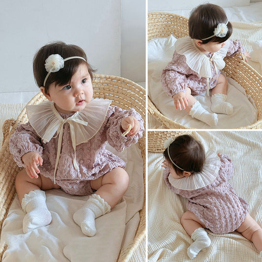 Autumn Arrival Baby Girls Long Sleeves Purple Onesies